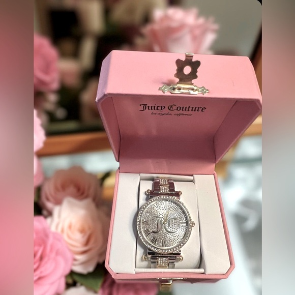 Juicy Couture Los Angeles NWT Amazing Juicy Bling Silver & Gold Tone Link Watch - Picture 2 of 8